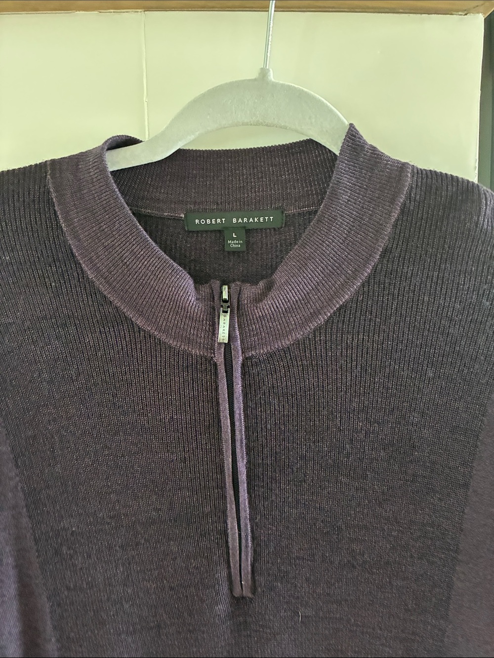 Robert Barakett Men's Zip-Neck Sweater in Plum